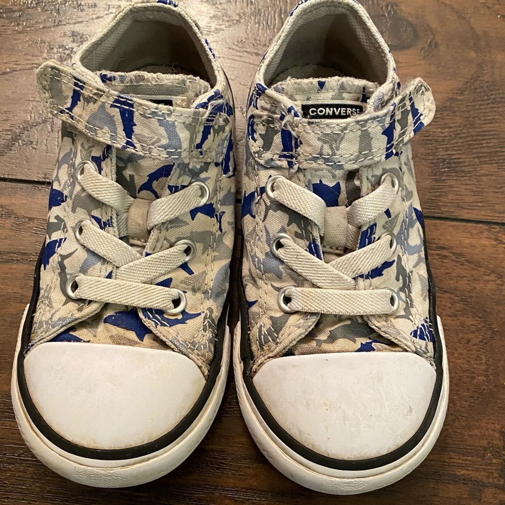 Toddler Converse (grey and blue sharks). Size 8.